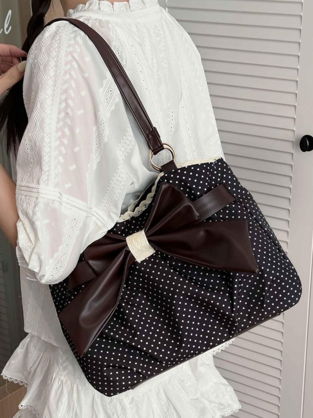 Polka Dot Tote Bag, Vintage Retro Purses for Women, Small Cute Shoulder Purse fo - Picture 9 of 9